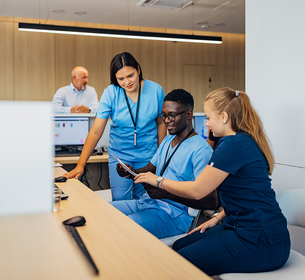 Medical team discussing patient information