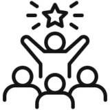 Person celebrating with star above