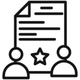 Document with two figures and star icon
